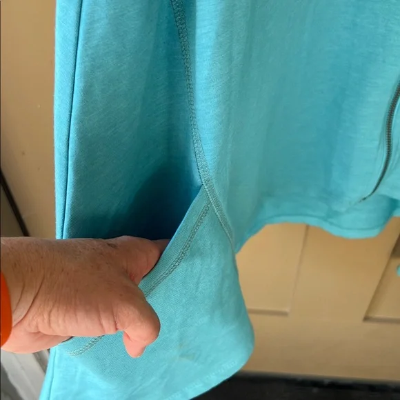 Logo By Lorie Goldstein Lounge XL Turquoise Cape Hoodie Zip Up Cardigan - Picture 4 of 11